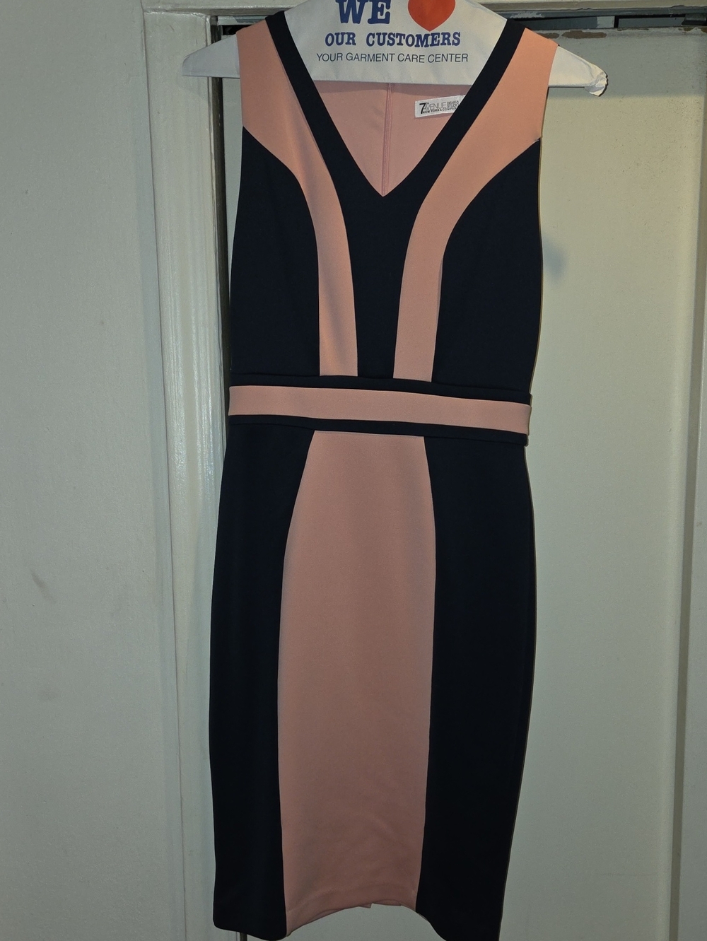 Sleeveless Colorblock Sheath Dress in Blush and Navy -